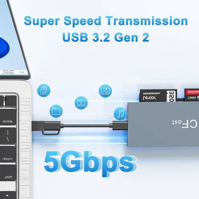 Alt view image 4 of 5 - CFast Card Reader Memory Stick Pro Duo Adapter, USB C CFast 2.0 Card Reader for CFast/SD/TF/MS/XD/CF CompactFlash Card, XD Card Reader USB C USB 3.0 Connector Read 6 Cards Simultaneously