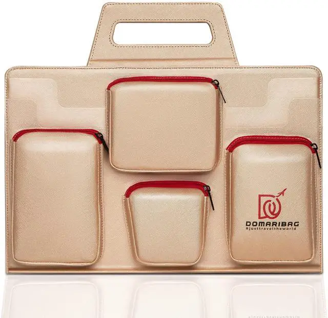 Main image of The Domari Bag Vegan Leather Laptop Travel Bag for Travel Men & Women 15.6 inch Notebook Sleeve with Heavy Duty Zippers_Pink