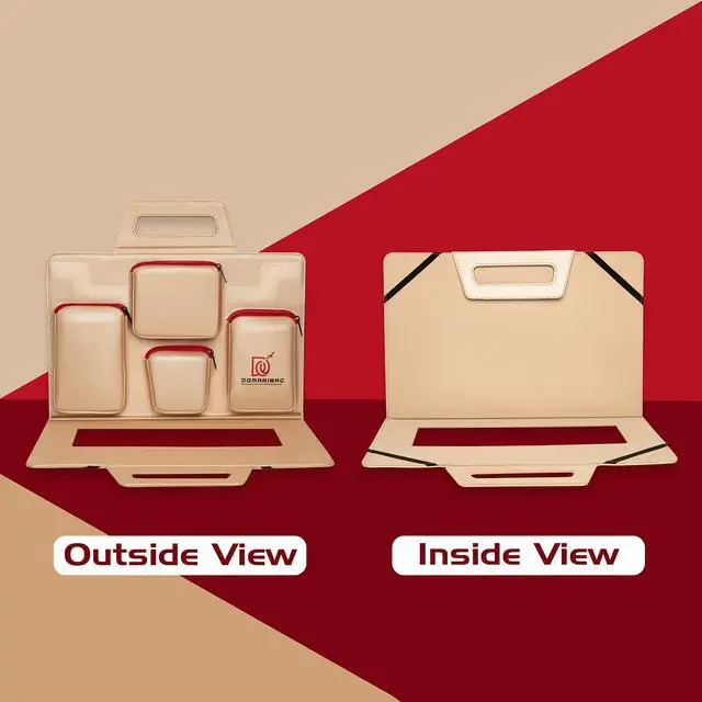 Alt view image 5 of 5 - The Domari Bag Vegan Leather Laptop Travel Bag for Travel Men & Women 15.6 inch Notebook Sleeve with Heavy Duty Zippers_Pink