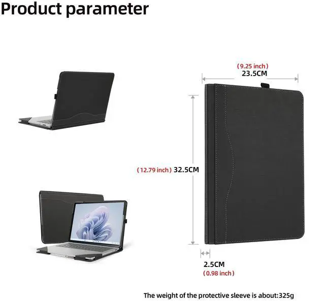 Alt view image 2 of 5 - Surface Laptop Studio Case - All-Inclusive Anti-Fall Protective Shell, 14.4 inch PU Leather Inner Bag, Herringbone Dark Grey