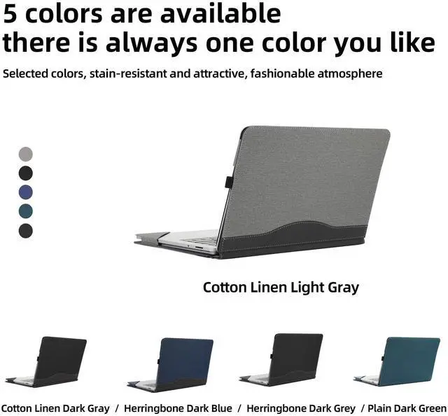 Alt view image 3 of 5 - Surface Laptop Studio Case - All-Inclusive Anti-Fall Protective Shell, 14.4 inch PU Leather Inner Bag, Herringbone Dark Grey