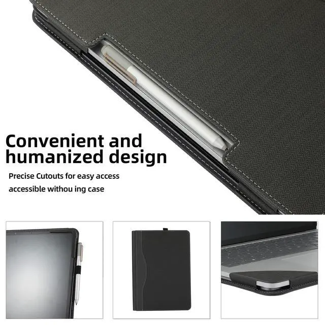 Alt view image 5 of 5 - Surface Laptop Studio Case - All-Inclusive Anti-Fall Protective Shell, 14.4 inch PU Leather Inner Bag, Herringbone Dark Grey