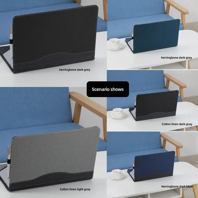 Alt view image 4 of 5 - Surface Laptop Studio Case - All-Inclusive Anti-Fall Protective Shell, 14.4 inch PU Leather Inner Bag, Herringbone Dark Grey