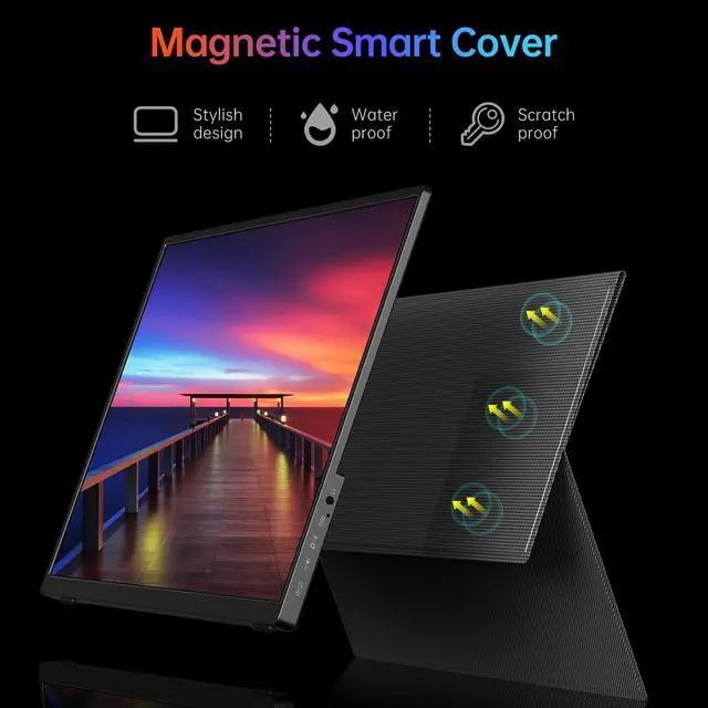Alt view image 2 of 5 - VILVA Portable Monitor 14 inch FHD 1920 * 1200P USB C HDMI Ultra-Slim IPS Travel Display w/Smart Cover & Speakers, HDR Plug&Play, External Monitor for Laptop PC, Phone,Mac