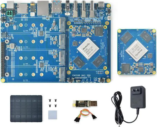 Main image of WayPonDEV CM3588 Network Storage Module NAS Kit, 16GB LPDDR4 Single Board Computer, RK3588 2.4GHz CPU 6TOPs NPU Mali-G610 GPU, Support 4X NVMe SSD for Home Cloud Server, 8K Video Encoders (4+0GB)