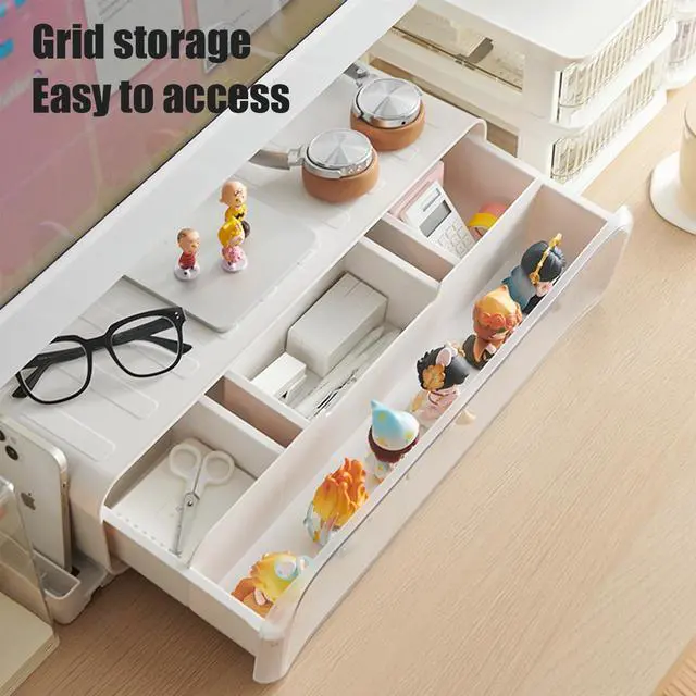 Alt view image 4 of 5 - WMM Monitor Stand Riser, Computer Monitor Stand with Drawer and Display Minifigures, Computer Desktop Stand with Lights, Removable Elevated Structure, Compatible with Computers, Desktops, and Laptops