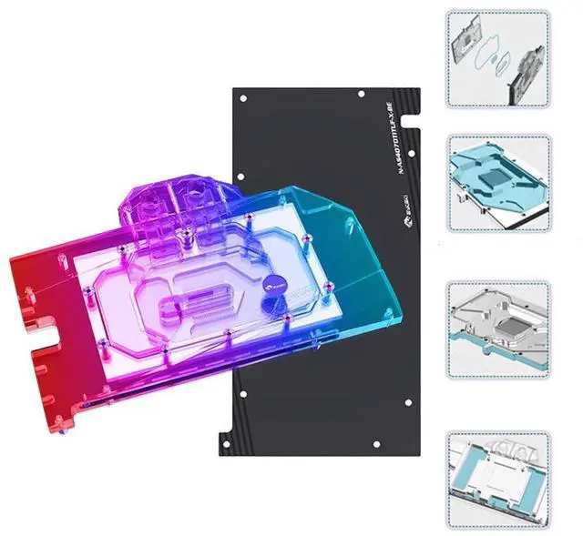 Alt view image 4 of 5 - Copper GPU Water Cooling Block GPU Waterblock Graphics Card Water Cooling Block for Asus Tuf GeForce RTX 4070 Ti 12G Gaming (5V ARGB RBW Aura Effect LED Lights GPU Block with Backplate)