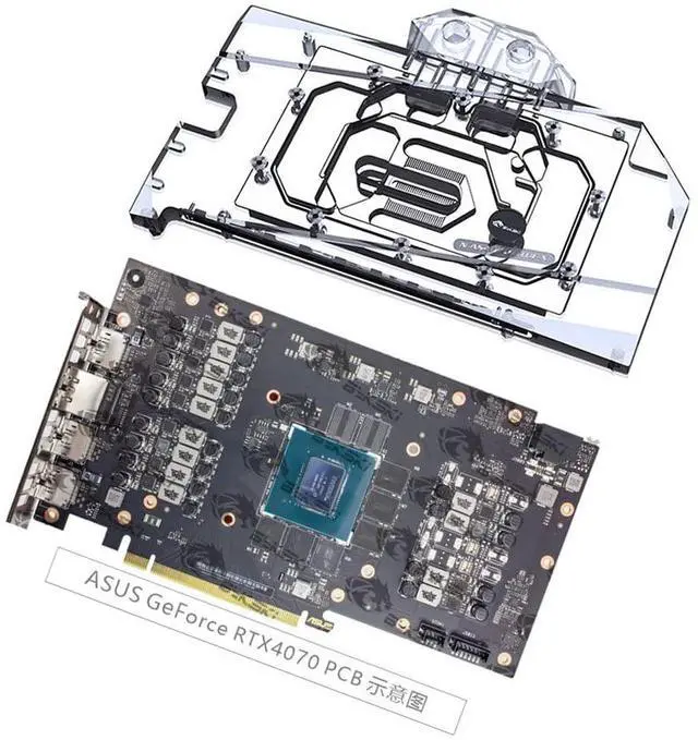 Alt view image 3 of 5 - Copper GPU Water Cooling Block GPU Waterblock Graphics Card Water Cooling Block for Asus Tuf GeForce RTX 4070 Ti 12G Gaming (5V ARGB RBW Aura Effect LED Lights GPU Block with Backplate)