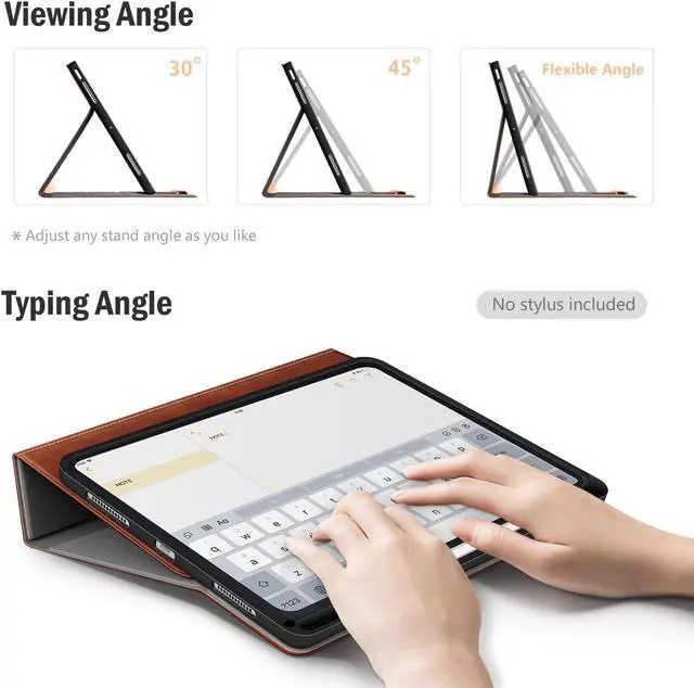 Alt view image 5 of 5 - Antbox for iPad Air 13 Inch Case 2025 M3 /2024 M2, Built-in Pencil Holder, Fully Supports Pencil Pro and Pencil (USB-C), Auto Sleep/Wake Function PU Leather iPad Air 13'' Cover (Brown)