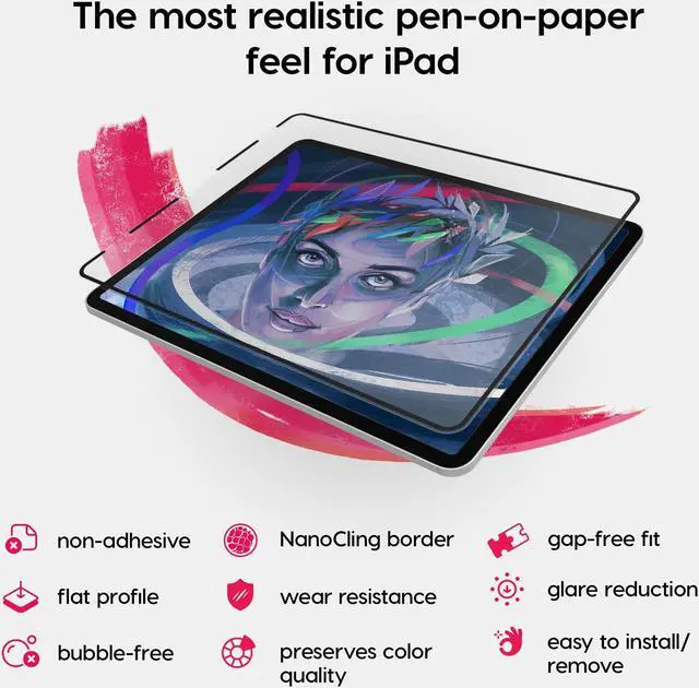 Alt view image 3 of 5 - Astropad Rock Paper Pencil 2 - Paper Screen Protector for 11" iPad Pro (Gen 1-4) or 10.9" iPad Air (Gen 4-5) + Apple Pencil Tips Replacement 2 Pack - Compatible with Apple Pencil 1st/2nd Gens