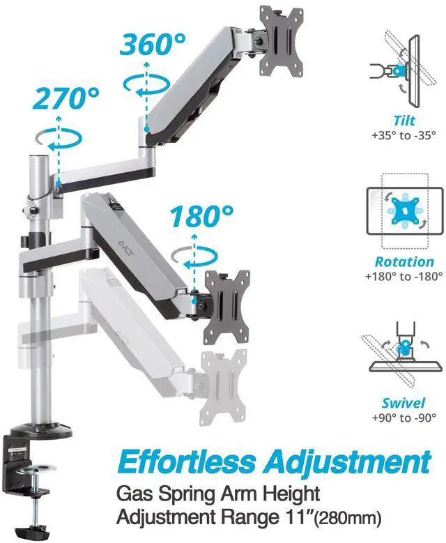Alt view image 3 of 5 - AVLT Dual Stacked Monitor Arm and Reinforcement Plate