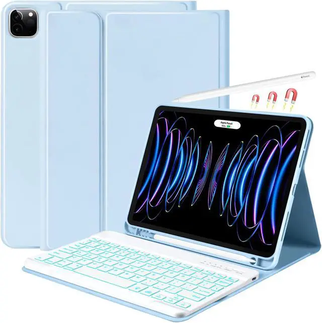 Main image of besky Keyboard Case for iPad Pro 11 inch (4th, 3th Generation) & Air Series Products (Air 6th, 5th, 4th Generation), with Wireless Detachable Backlit Keyboard and Case - Pencil Holder
