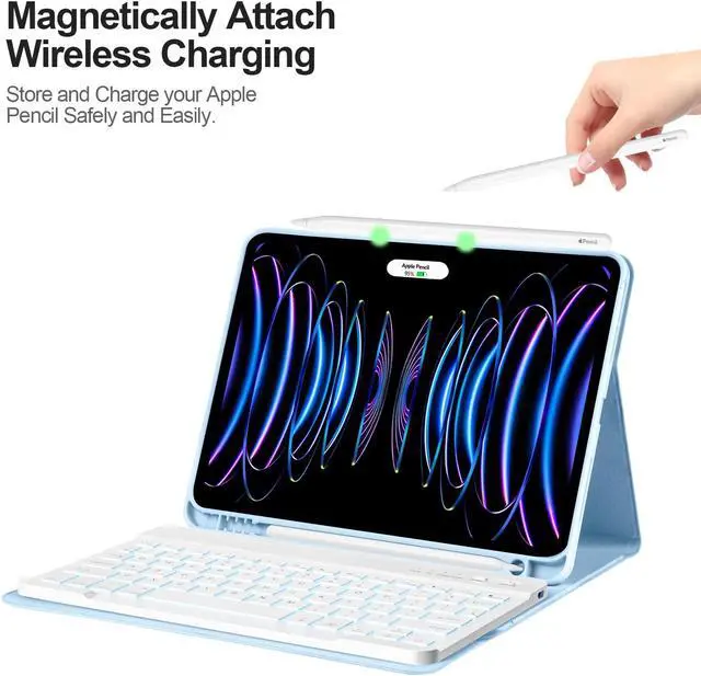 Alt view image 3 of 5 - besky Keyboard Case for iPad Pro 11 inch (4th, 3th Generation) & Air Series Products (Air 6th, 5th, 4th Generation), with Wireless Detachable Backlit Keyboard and Case - Pencil Holder