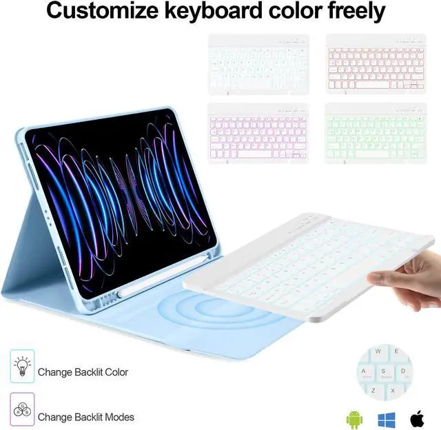 Alt view image 4 of 5 - besky Keyboard Case for iPad Pro 11 inch (4th, 3th Generation) & Air Series Products (Air 6th, 5th, 4th Generation), with Wireless Detachable Backlit Keyboard and Case - Pencil Holder