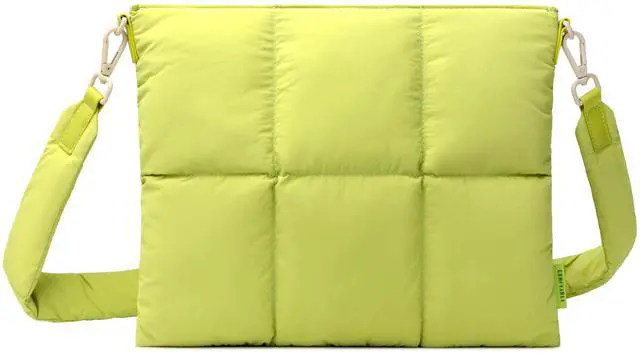 Main image of Comfyable Puffy Tablet Sleeve Bag Compatible for 11-inch iPad Pro M4, iPad Air 11-inch M2 2024, Quilted Cute Carrying Tablet Pouch with Shoulder Strap for Women, Lime Green