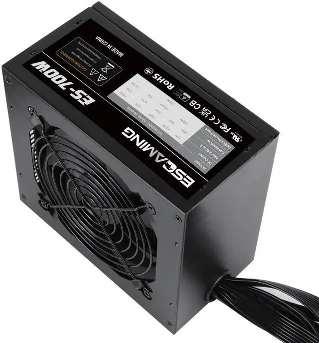 Alt view image 2 of 5 - 700W ATX Power Supply Non Modular PSU with 4+4 Pin Connectors Auto-Thermally Controlled 120mm Fan, 115/220V Switch