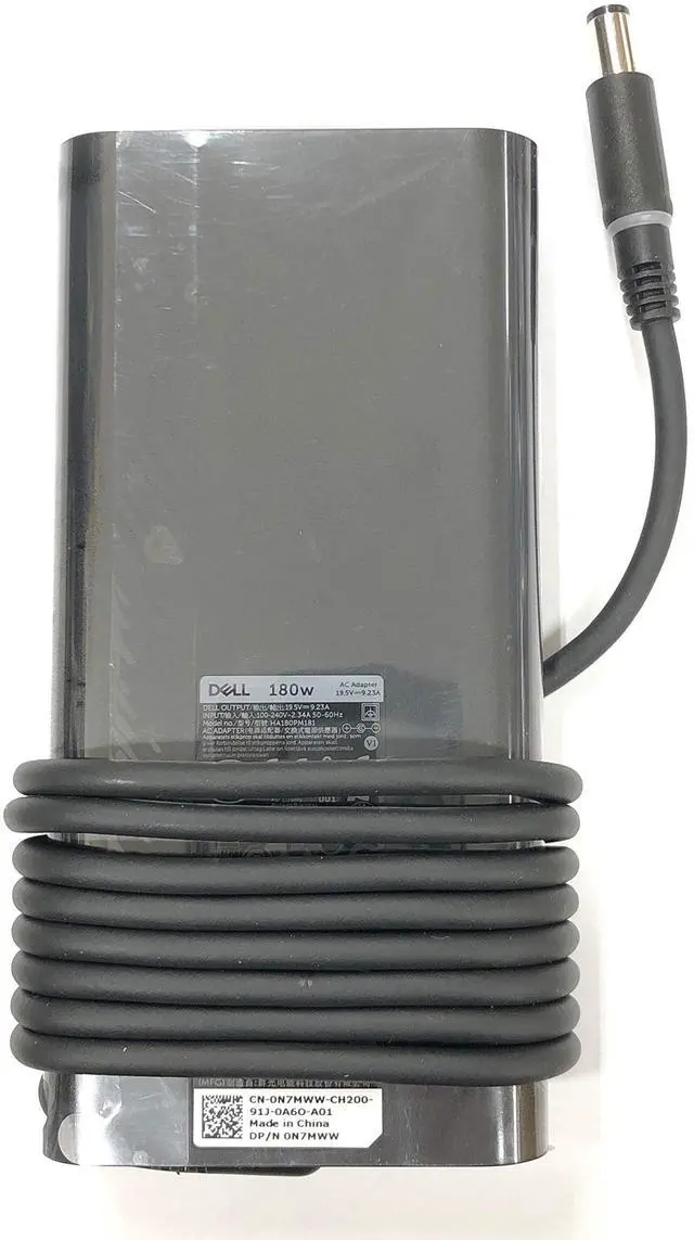 Alt view image 2 of 5 - New Version Slim Dell Replacement Power Adapter - 180 Watt-7.4mm for Dell P/N: 450-AHDJ XCT0N HA180PM181 0N7MWW