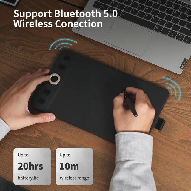 Alt view image 2 of 5 - Bluetooth Drawing Tablet GAOMON WH851 8 x 5 inches Graphics Tablet, Digital Art Tablet Supports 16384 Levels, Intuitive Dial with 8 Shortcut Keys, Type-C Port, Work with Windows & Android & Mac