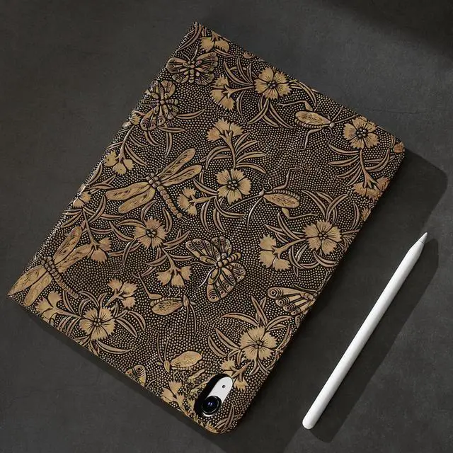 Alt view image 4 of 5 - Gexmil Genuine Leather Case for iPad Pro 11 Inch M4 2024 with Adjustable Stand,Protective Shockproof Premium Leather Smart Folio Cover Auto Sleep/Wake Anti-Slip, Butterfly Grey