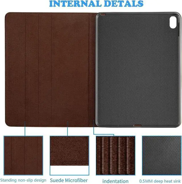 Alt view image 5 of 5 - Gexmil Genuine Leather Case for iPad Pro 11 Inch M4 2024 with Adjustable Stand,Protective Shockproof Premium Leather Smart Folio Cover Auto Sleep/Wake Anti-Slip, Butterfly Grey