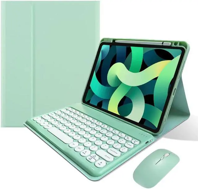 Main image of KMXDD Keyboard Case for iPad Mini 7th Gen (A17 Pro 2024), iPad Mini 6 2021 Keyboard Case with Mouse Round Key Cute Removable Color Keyboard Cover,Mint Green
