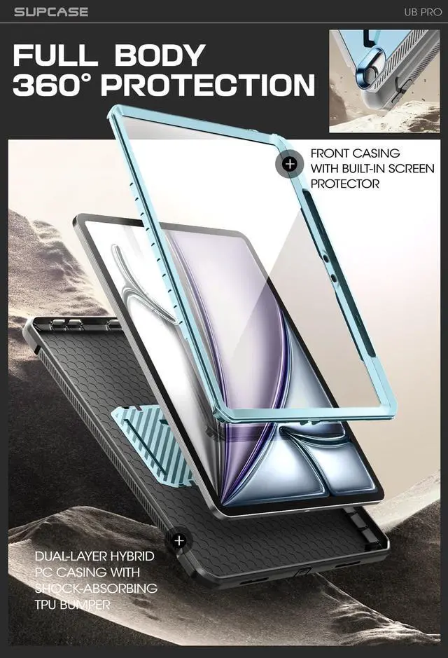 Alt view image 5 of 5 - SUPCASE for iPad Air 13 Inch Case M2 2024 with Pencil Holder (Unicorn Beetle Pro), [Built-in Screen Protector & Stand] [Military-Grade Protection] Full-Body Rugged Cover for iPad Air 13 Inch M2,Arctic