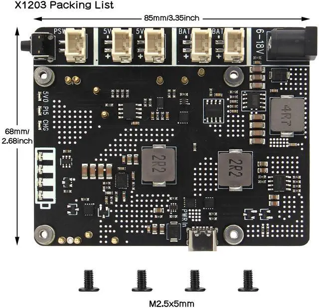 Alt view image 5 of 5 - Geekworm X1203 5V UPS Shield for Raspberry Pi 5| Max 5.1V 5A Output|Wide 6-18V Input|Auto Power On|Safe Shutdown|Power Loss Detection