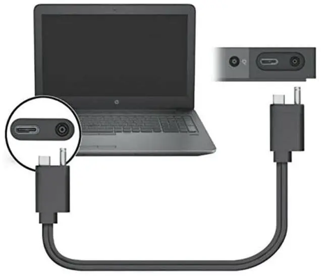 Alt view image 4 of 5 - iBuyMax USB Dock Cable for HP ZBook Elitebook 840 G3, X260 1030 G2, Elite X2 1012 G1 Thunderbolt3 Docking Station Compatible 914039-001, Single Custom end (AC+USB Type-C to USB Type-C), 3FT, Black