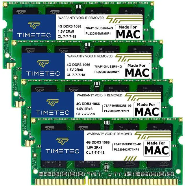 Main image of Timetec 16GB KIT(4x4GB) Compatible for Apple DDR3 1067MHz / 1066MHz PC3-8500 CL7 Dual Rank for iMac (Late 2009 21.5-inch / 27-inch) SODIMM Memory MAC RAM Upgrade for iMac 10,1 and iMac 11,1