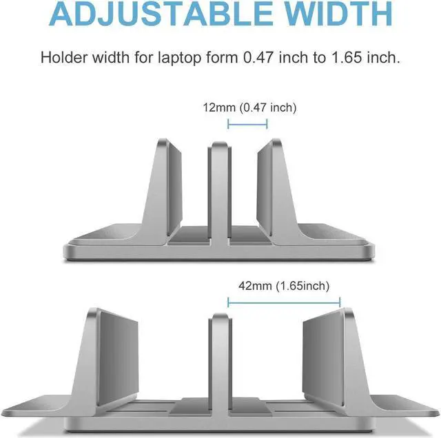 Alt view image 3 of 5 - JARLINK Vertical Laptop Stand Bundle with (Upgraded Dock Version) Vertical Laptop Stand, Double Desktop Stand Adjustable Laptop Holder (up to 17.3 inches) Compatible with All Laptops iPad Tablet