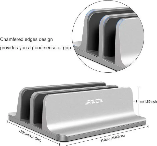 Alt view image 4 of 5 - JARLINK Vertical Laptop Stand Bundle with (Upgraded Dock Version) Vertical Laptop Stand, Double Desktop Stand Adjustable Laptop Holder (up to 17.3 inches) Compatible with All Laptops iPad Tablet