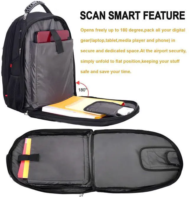 Alt view image 4 of 5 - HuaChen Extra Large 50L Travel Laptop Backpack With USB Charging Port, TSA Friendly College & Business Backpack Fits 17-Inch Computer For Men & Women M100