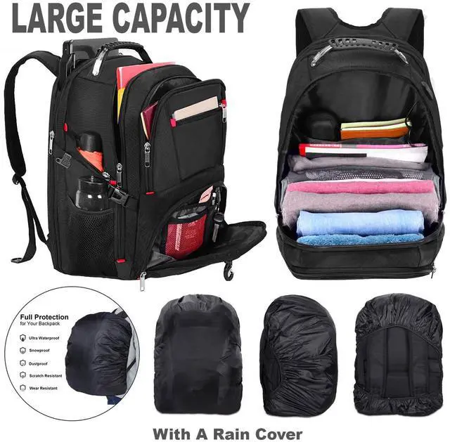 Alt view image 5 of 5 - HuaChen Extra Large 50L Travel Laptop Backpack With USB Charging Port, TSA Friendly College & Business Backpack Fits 17-Inch Computer For Men & Women M100