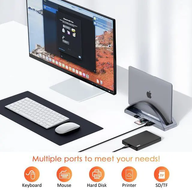 Alt view image 5 of 5 - TobenONE USB C Docking Station Dual Monitor with 100W USB C Laptop Charger, USB C Dock Dual 4K HMDIr for MacBook Pro/Air