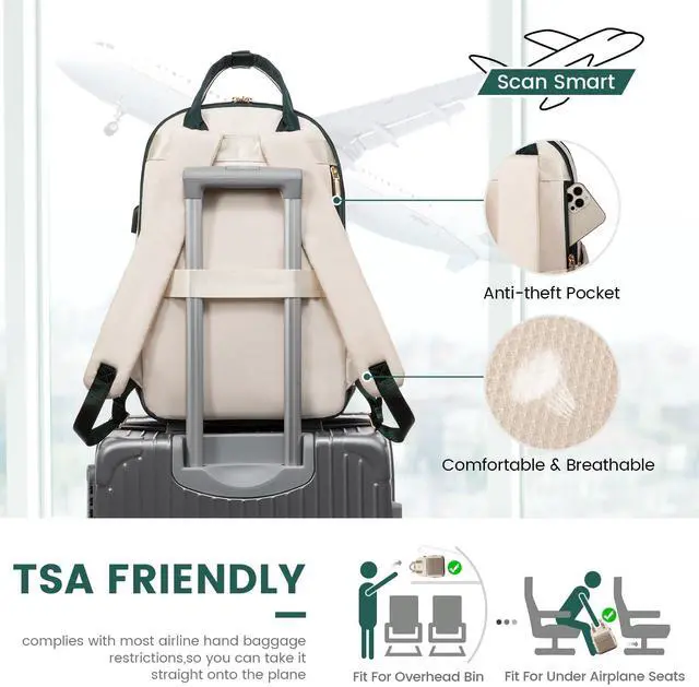 Alt view image 3 of 5 - LOVEVOOK Laptop Backpack for Women 15.6 Inch,Cute Backpack Laptop Bag with USB Port,Waterproof Travel Backpack Purse Teacher Nurse Bag Fashion Computer Bag for Work