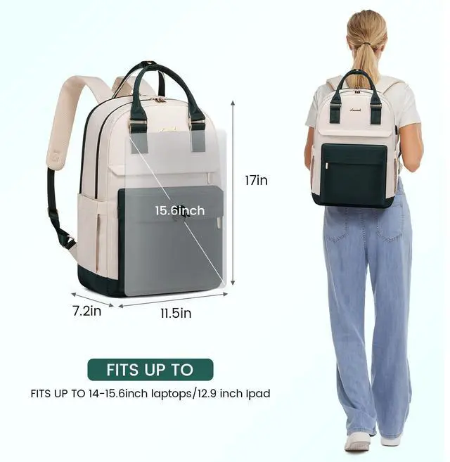 Alt view image 5 of 5 - LOVEVOOK Laptop Backpack for Women 15.6 Inch,Cute Backpack Laptop Bag with USB Port,Waterproof Travel Backpack Purse Teacher Nurse Bag Fashion Computer Bag for Work