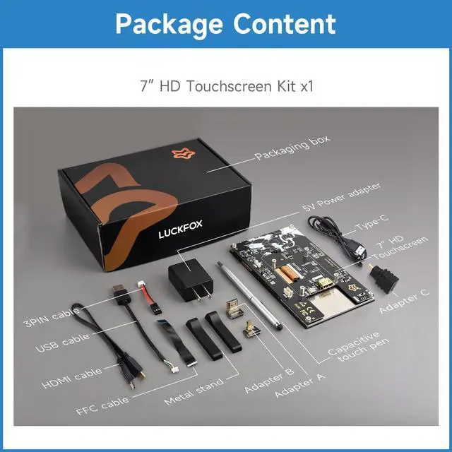 Alt view image 2 of 5 - Generic LUCKFOX Touchscreen,7 inch HDMI 1024x600 Portable Monitor Compatible with Raspberry Pi 5/4/4B/3/3B/Zero 2 W/All Pi Version,Plug & Play LCD IPS Display with Stand, Black