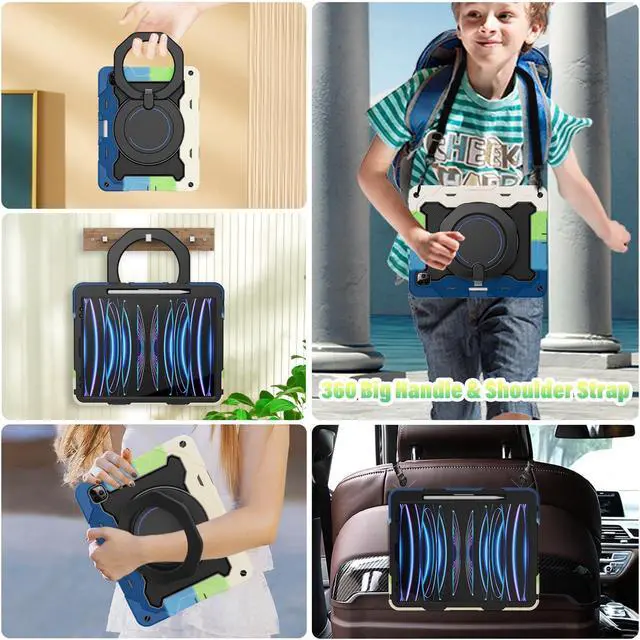 Alt view image 3 of 5 - ROISKIN for iPad Pro 12.9 -Inch Case (6th, 5th, 4th & 3rd Gen)with HD Screen Protector, 360 Stand, Handle, Pencil Holder,Shoulder Strap[15ft Drop Protection]Rugged Bulky Full Body 12.9 iPad Pro Case