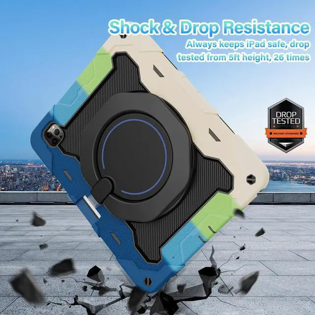 Alt view image 5 of 5 - ROISKIN for iPad Pro 12.9 -Inch Case (6th, 5th, 4th & 3rd Gen)with HD Screen Protector, 360 Stand, Handle, Pencil Holder,Shoulder Strap[15ft Drop Protection]Rugged Bulky Full Body 12.9 iPad Pro Case