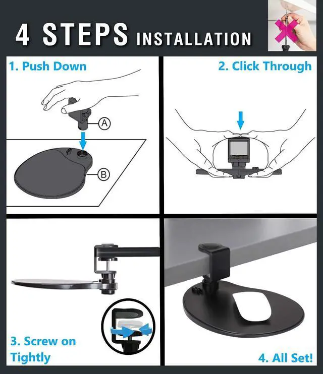 Alt view image 4 of 5 - MAX SMART Ergonomic Clip On Mouse Pad and Laptop Stand with Detachable Mouse Pad