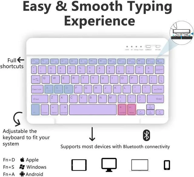 Alt view image 3 of 5 - MMK iPad Pro 11 inch 4th 3rd Gen Case with Keyboard, iPad Air 5th 4th 10.9 inch & iPad Air 11 inch (M2) 2024 Keyboard Case, Detachable Bluetooth Keyboard with Pencil Holder - Clove Purple
