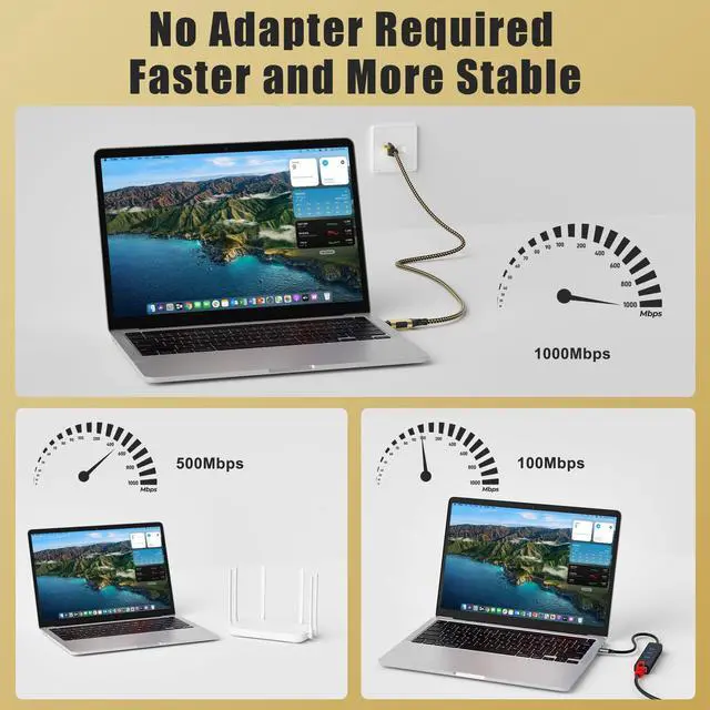 Alt view image 4 of 5 - USB C to Ethernet Cable 35 FT, USB 3.0 Type-C to RJ45 Cord, FTP, 1Gbps Shielded Internet LAN Network Cable, Thunderbolt 3/4 Compatible with MacBook Pro, iPhone 16/15 Series, iPad Pro, Dell XPS, More