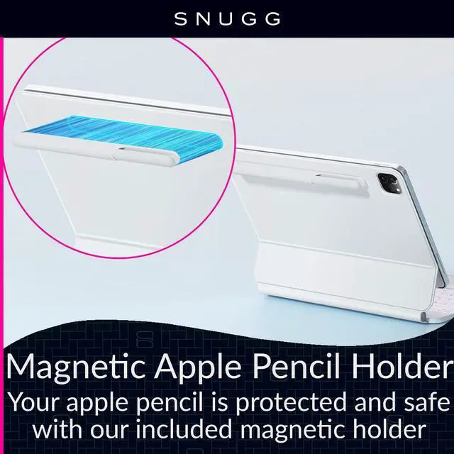 Alt view image 5 of 5 - Snugg iPad Air 11 Case with Keyboard with Apple Pencil Holder & Live Battery Display - Wireless Bluetooth Backlit Magic Keyboard 11 Case for iPad 11 Case with Keyboard - White