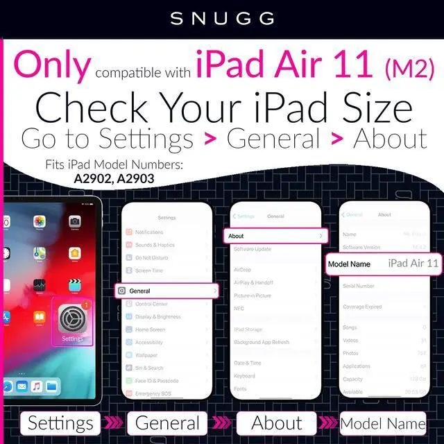 Alt view image 2 of 5 - Snugg iPad Air 11 Case with Keyboard with Apple Pencil Holder & Live Battery Display - Wireless Bluetooth Backlit Magic Keyboard 11 Case for iPad 11 Case with Keyboard - White