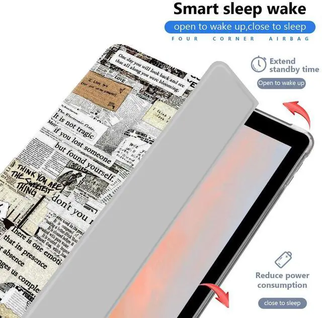 Alt view image 3 of 5 - JOYLAND Art Aesthetic Newspaper Collage Pad Case for 10.2 Inch iPad 9th/7th/8th Generation with Pencil Holder, Foldable for iPad 2021/2020/2019 Trendy Retro Leather Protective Cover, Auto Wake/Sleep