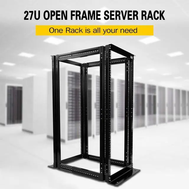 Alt view image 2 of 5 - Raising Electronics Server Rack 4 Post Open Rack Frame Rack Enclosure 19 Inch Adjustable Depth Aluminum (27U,56Inch Height)