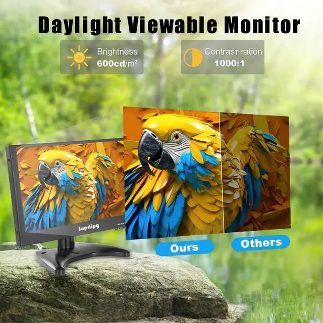 Alt view image 4 of 5 - Suprlipy 12 Inch Mini Small HDMI Monitor 1920x1080 16:9 IPS Metal Housing LCD Display Screen Support HDMI/VGA/AV/BNC Input Built-in LounSpeakers for PC CCTV Security Camera RasPi