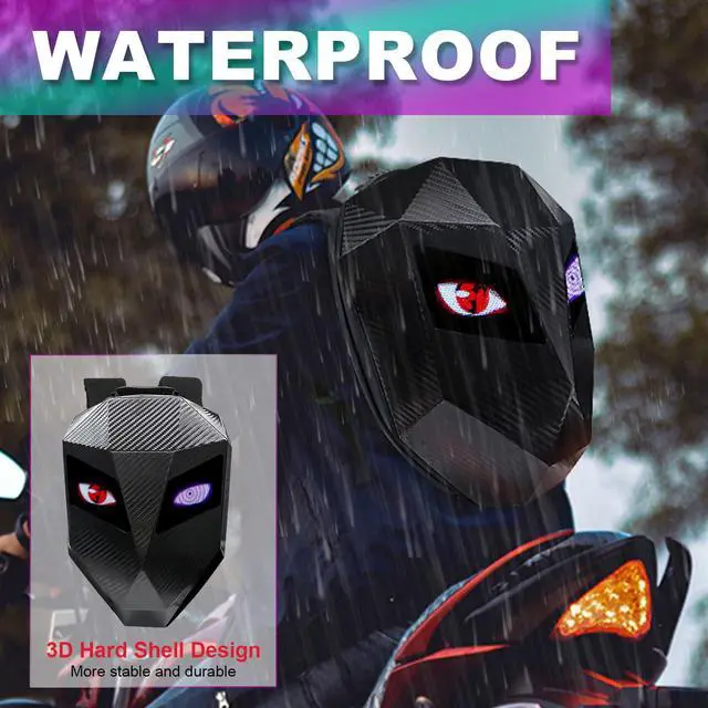 Alt view image 5 of 5 - TEMSONE Carbon Fiber Motorcycle LED Knight Backpack with Full-color screen, Laptop Backpack, DIY programming Backpack, Riding Backpack for Store Helmet, Waterproof Luggage Bag for Travelling Camping