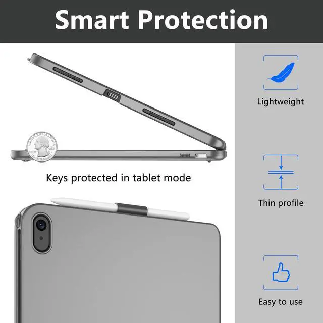 Alt view image 3 of 5 - TQQ Touchpad Keyboard Case for 10th Generation(10.9", 2022), iPad 10th Generation Case with Keyboard-360deg Rotatable Protective Cover for Latest iPad 10th Gen 10.9 inch 2022 (Gray)