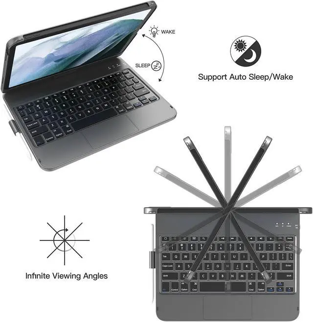 Alt view image 4 of 5 - TQQ Touchpad Keyboard Case for 10th Generation(10.9", 2022), iPad 10th Generation Case with Keyboard-360deg Rotatable Protective Cover for Latest iPad 10th Gen 10.9 inch 2022 (Gray)